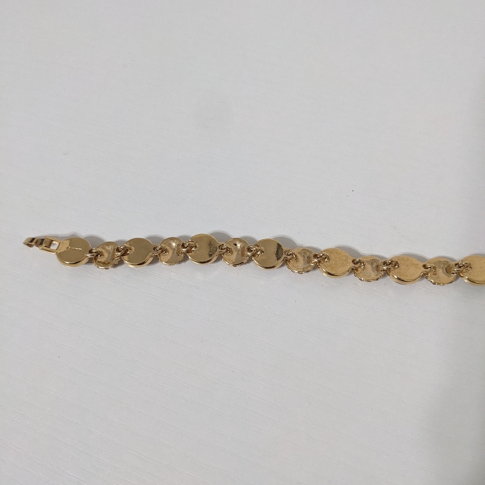 Vintage Monet Gold-tone Cabachon Rhinestone Bracelet & Pierced Earrings Set - Picture 5 of 6